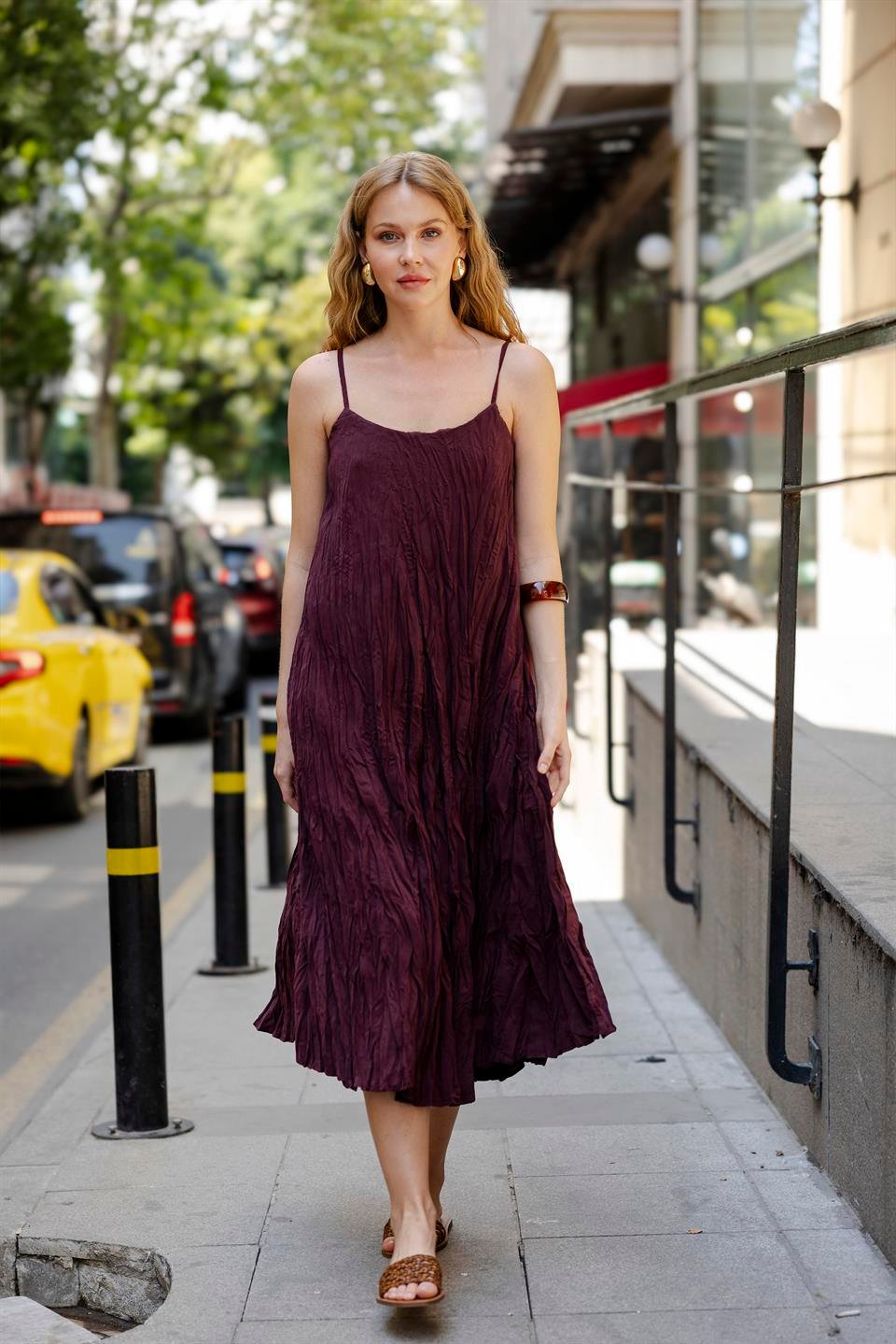 3208 KIRIŞIK ASKILI ELBİSE MÜRDÜM