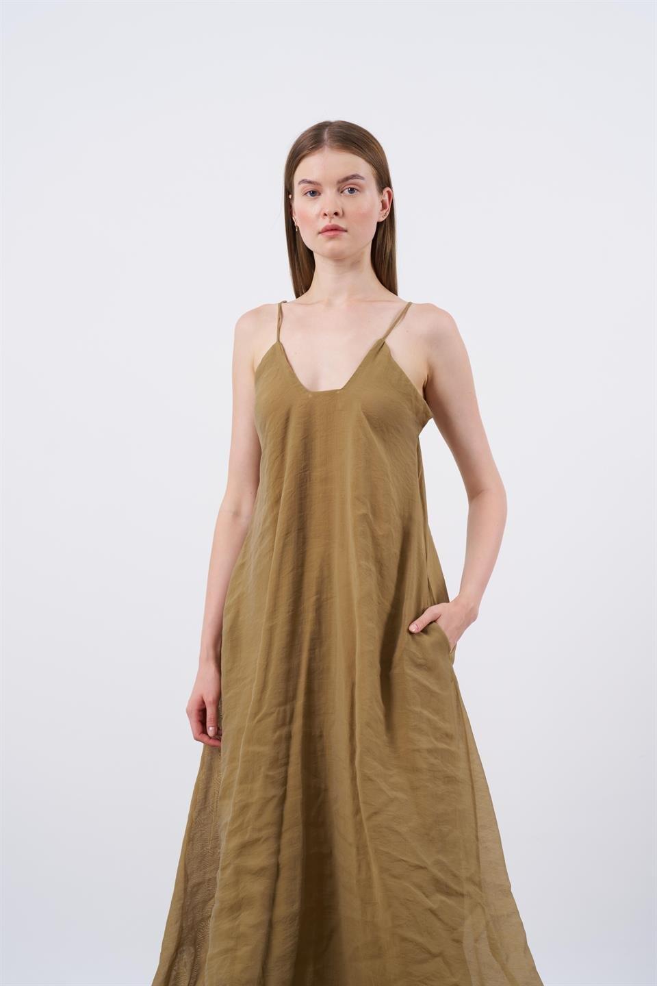 3227 ASKILI ELBİSE OLİVE