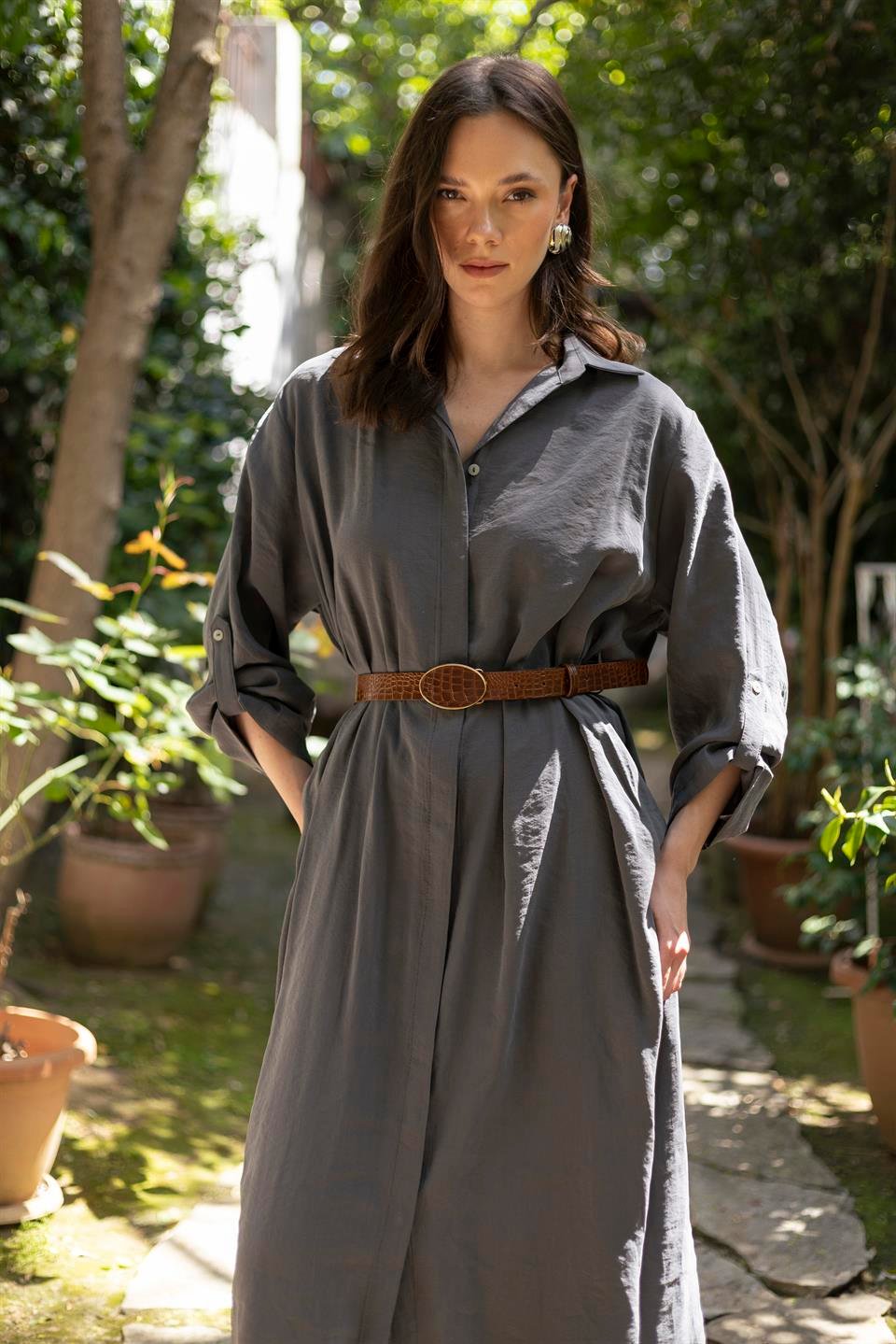 3270 GÖMLEK ELBİSE ANTRASİT