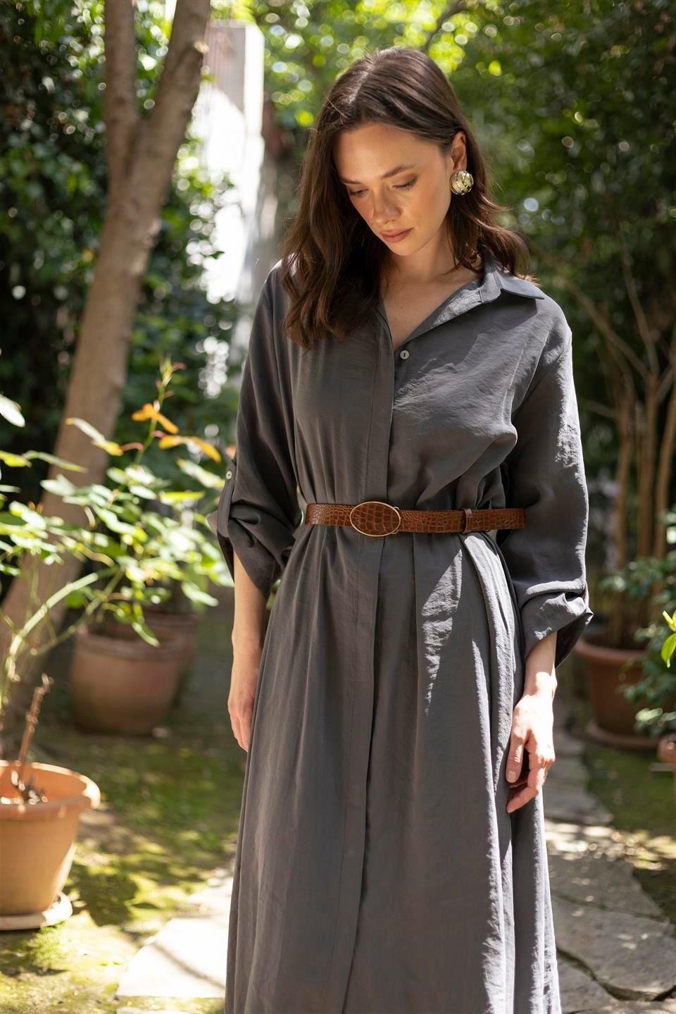 3270 GÖMLEK ELBİSE ANTRASİT