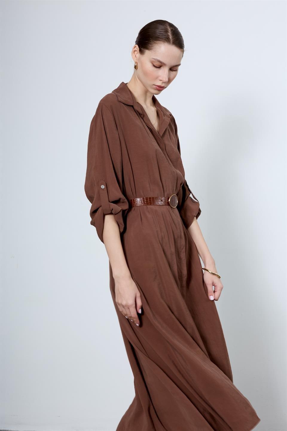 3270 GÖMLEK ELBİSE KAHVE