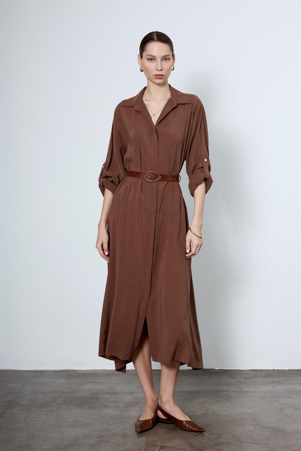 3270 GÖMLEK ELBİSE KAHVE