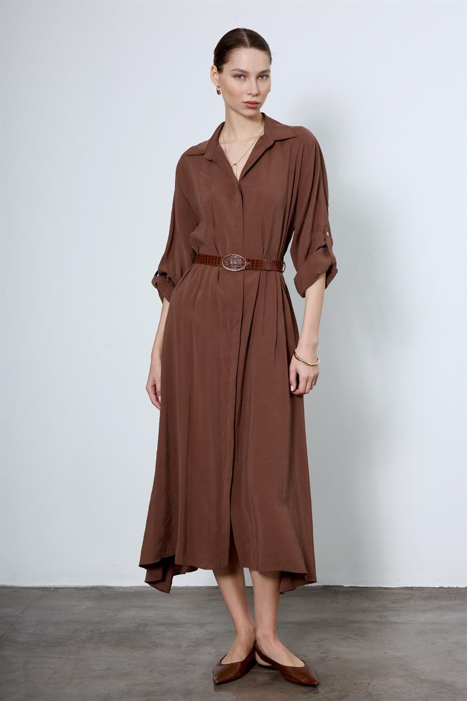 3270 GÖMLEK ELBİSE KAHVE