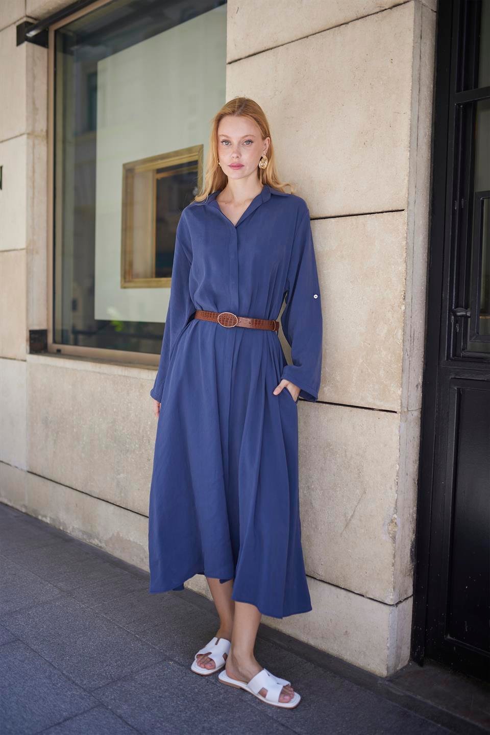 3270 GÖMLEK ELBİSE LACİVERT