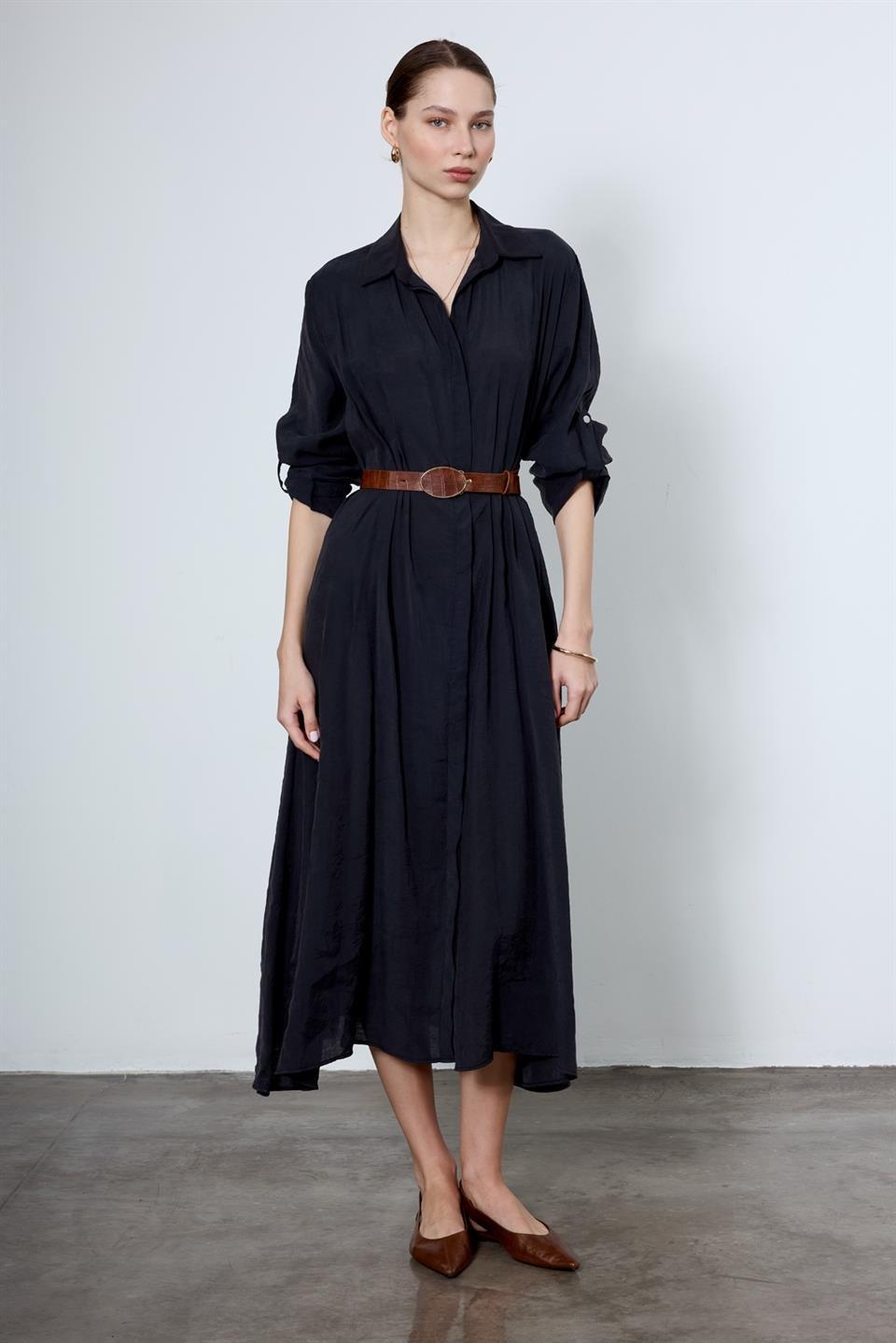 3270 GÖMLEK ELBİSE SİYAH