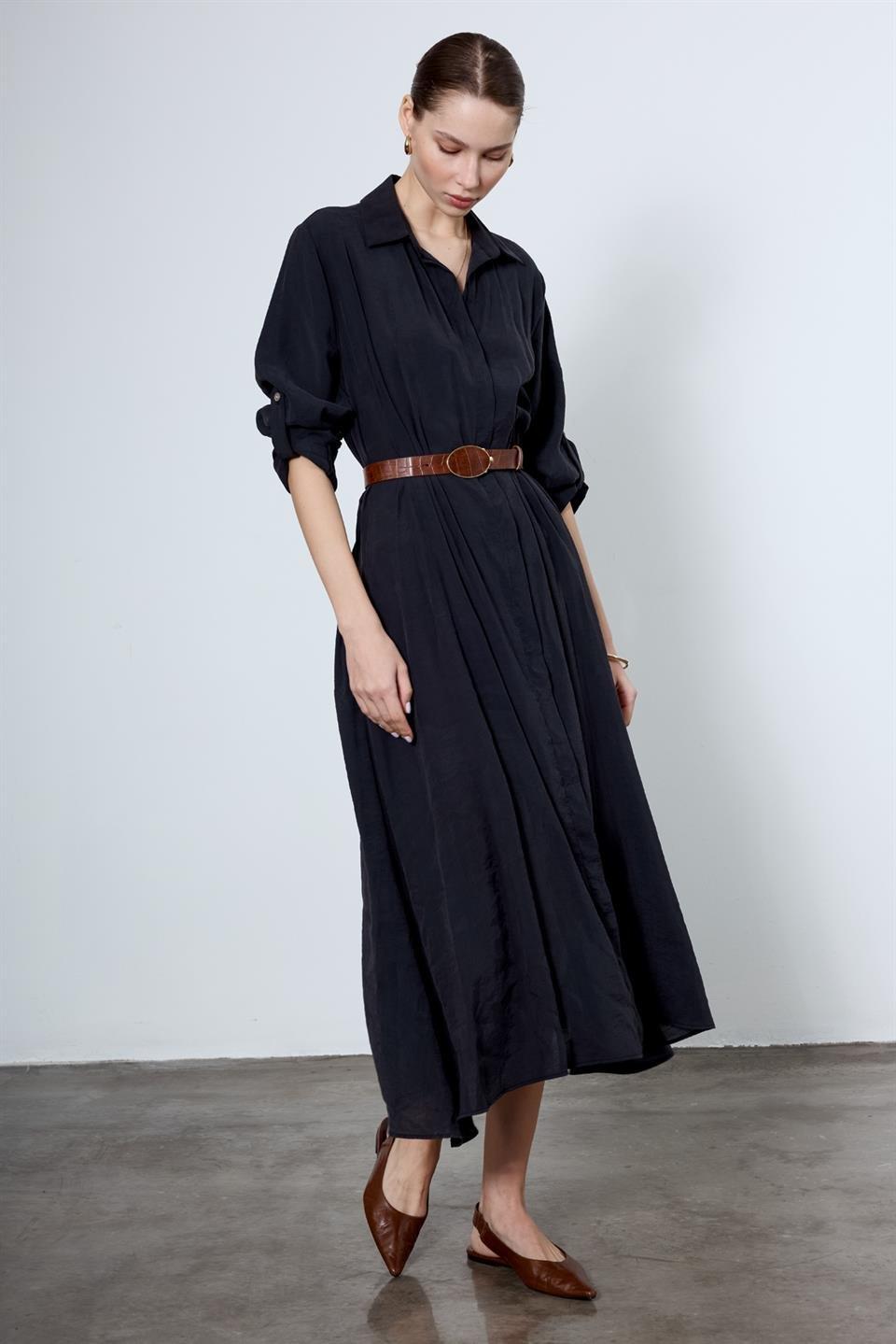 3270 GÖMLEK ELBİSE SİYAH