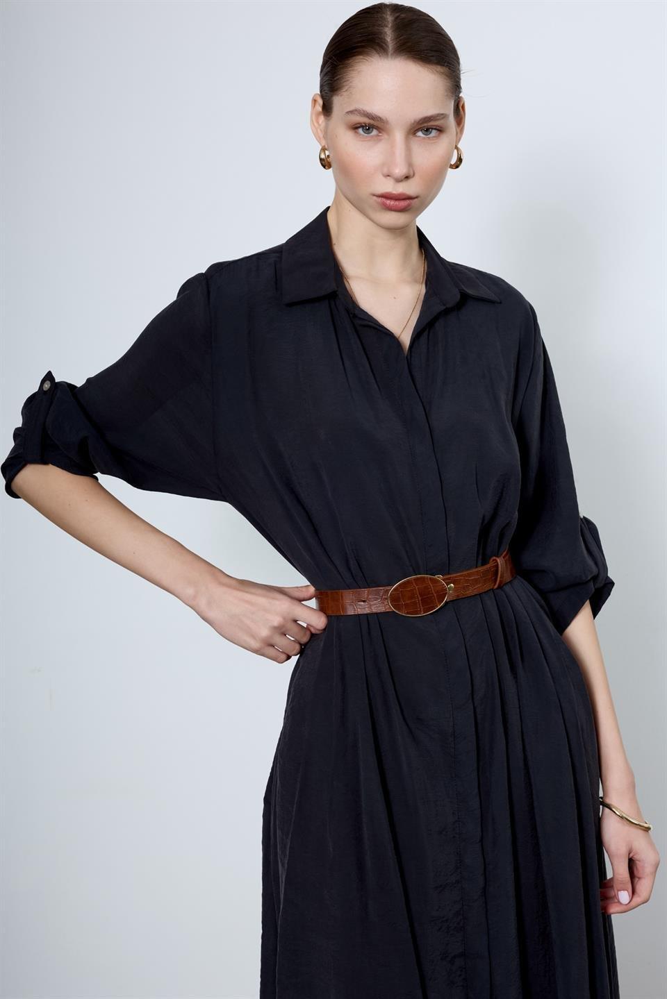 3270 GÖMLEK ELBİSE SİYAH