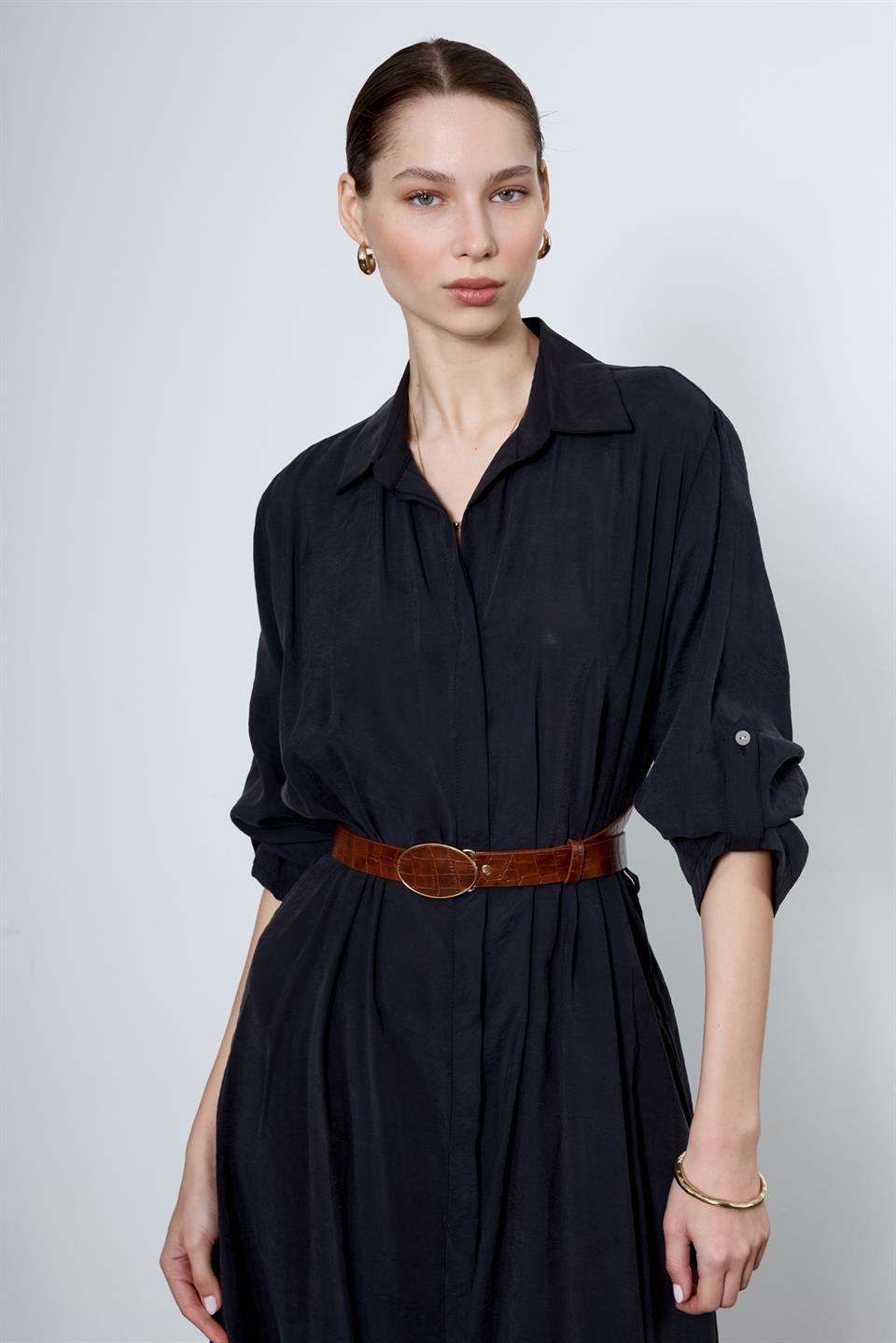 3270 GÖMLEK ELBİSE SİYAH