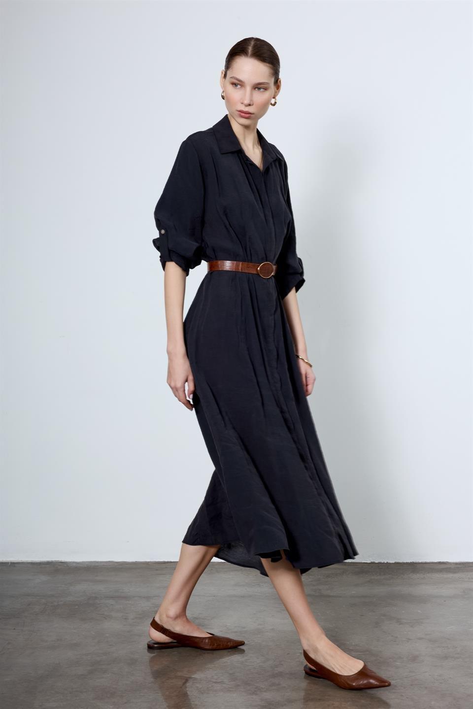 3270 GÖMLEK ELBİSE SİYAH