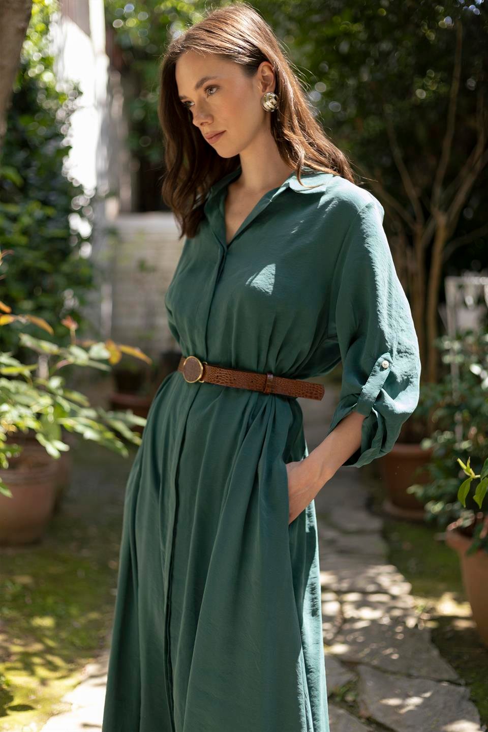 3270 GÖMLEK ELBİSE ZÜMRÜT