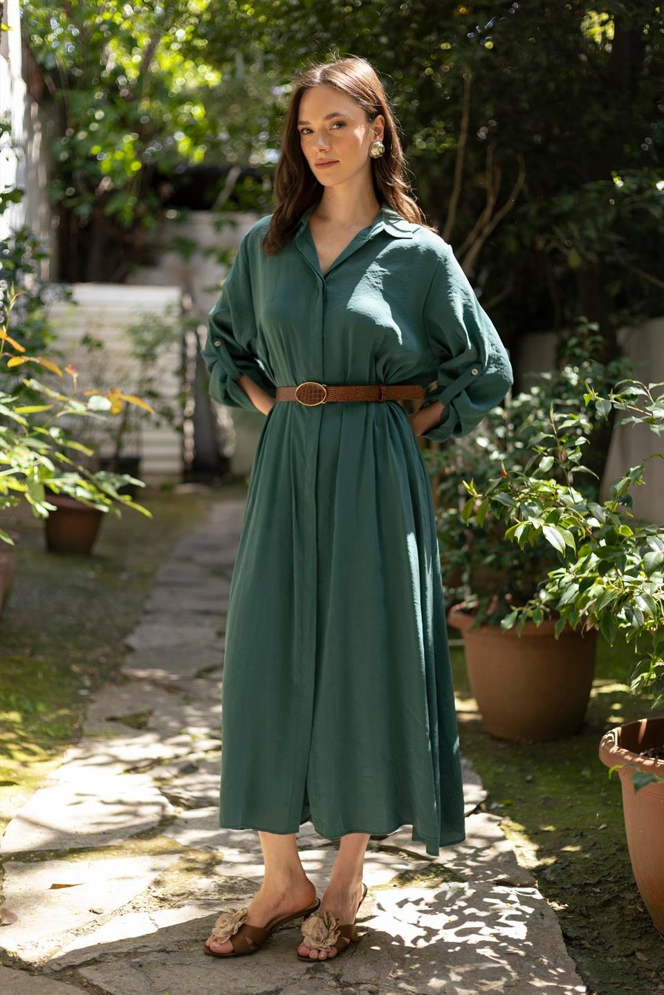 3270 GÖMLEK ELBİSE ZÜMRÜT