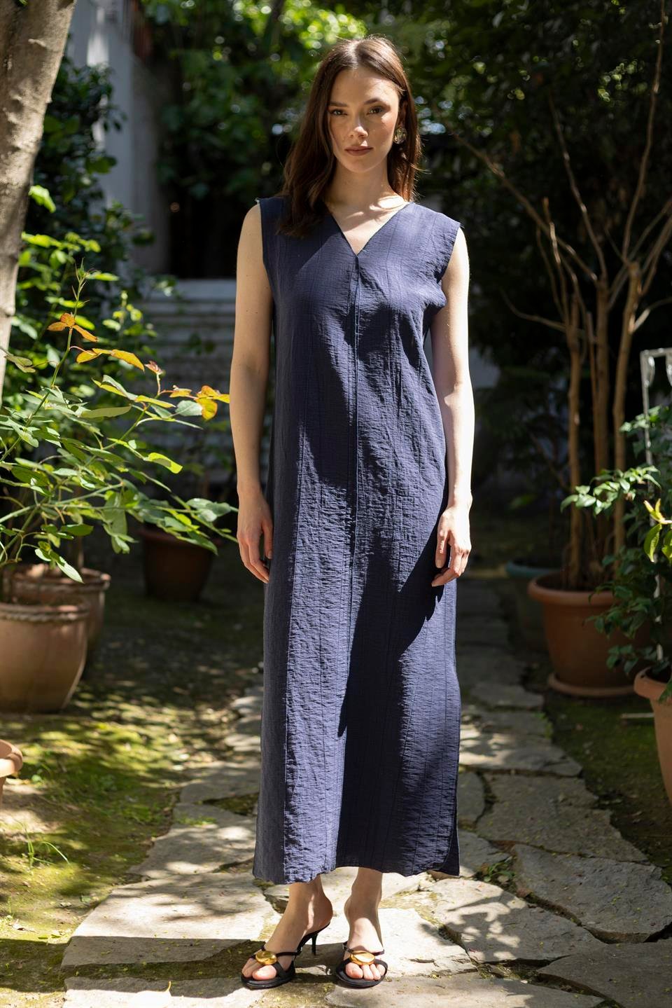 3300 KOLSUZ ELBİSE LACİVERT