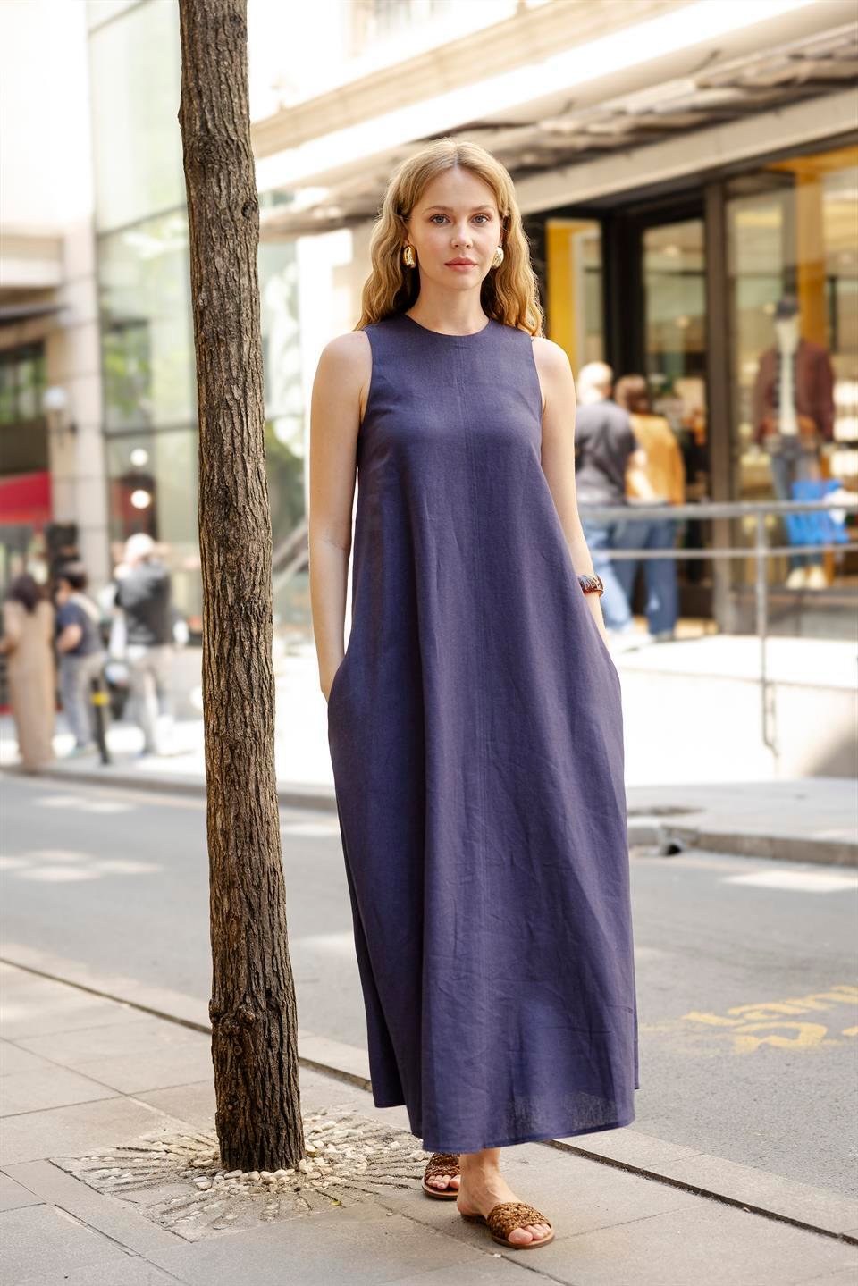 3315 KOLSUZ ELBİSE LACİVERT