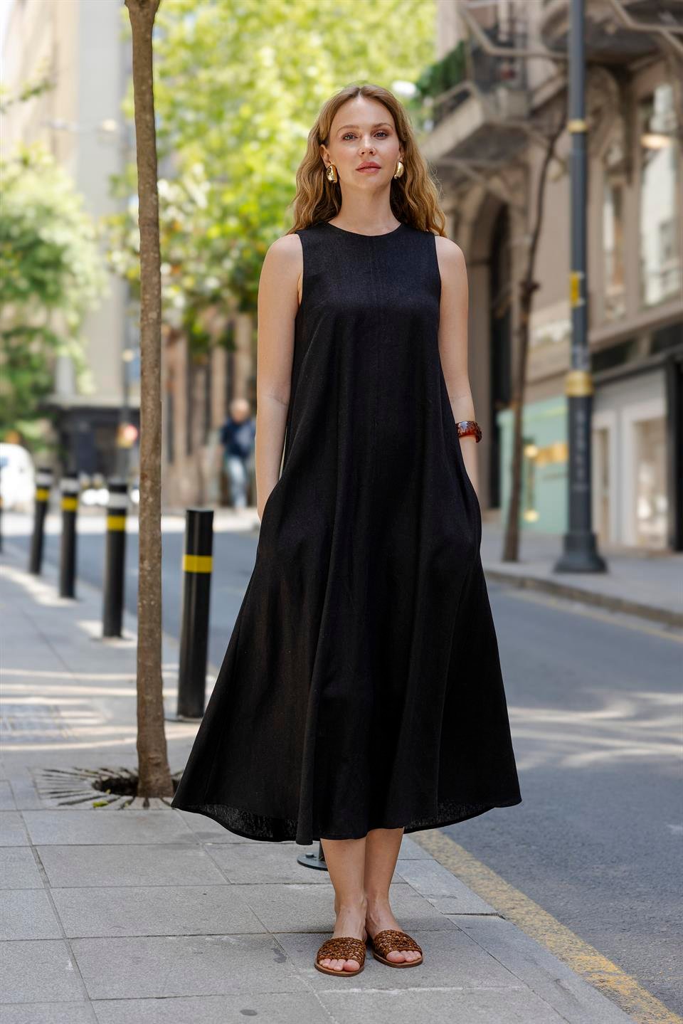 3315 KOLSUZ ELBİSE SİYAH