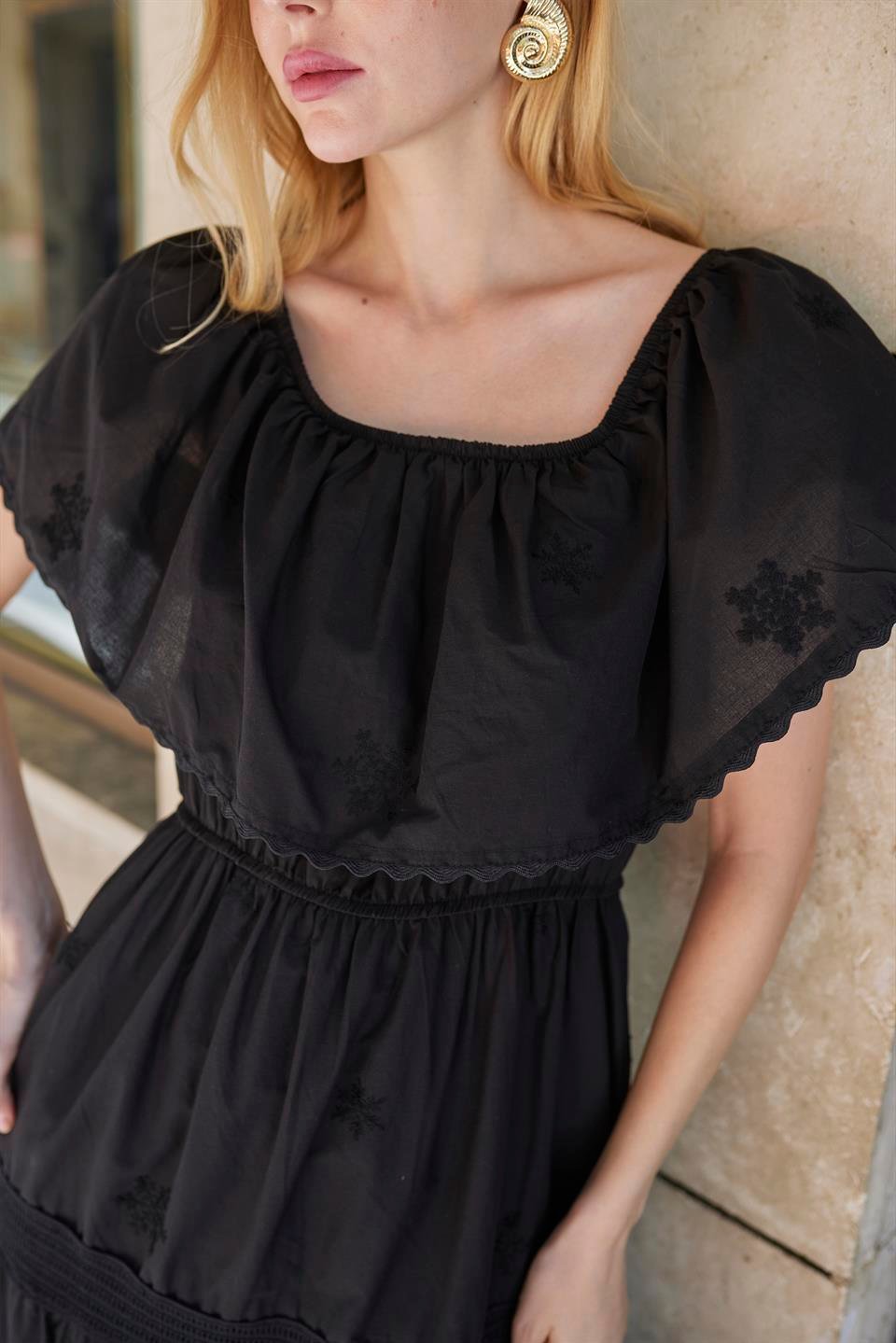 3324 DANTELLİ ELBİSE SİYAH