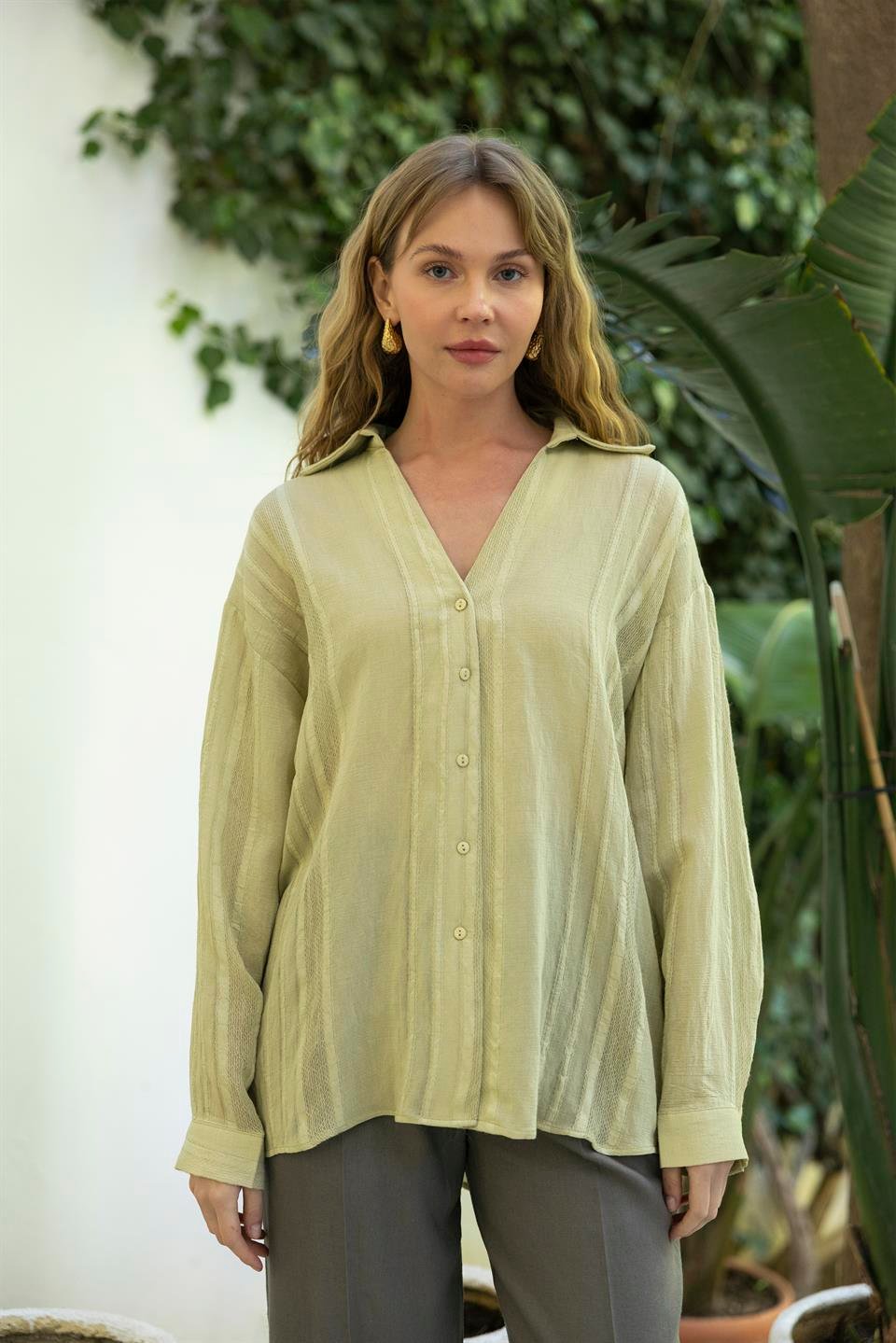 4914 TRANSPARAN GÖMLEK ADAÇAYI YEŞİL