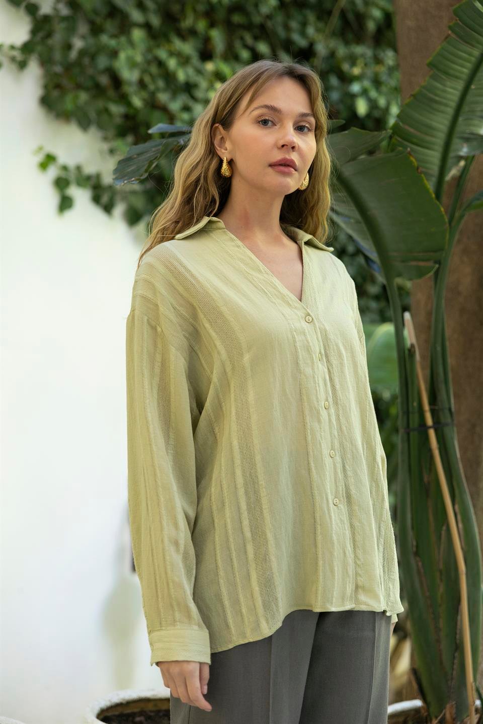 4914 TRANSPARAN GÖMLEK ADAÇAYI YEŞİL