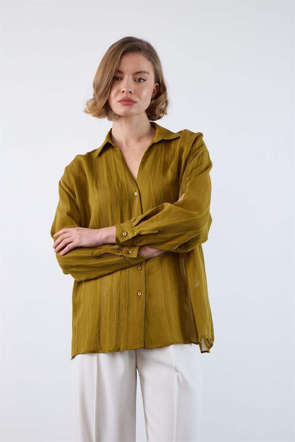 4914 TRANSPARAN GÖMLEK OLİVE