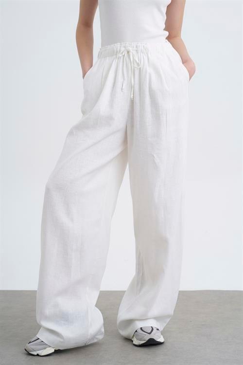 51017 KETEN PANTOLON BEYAZ