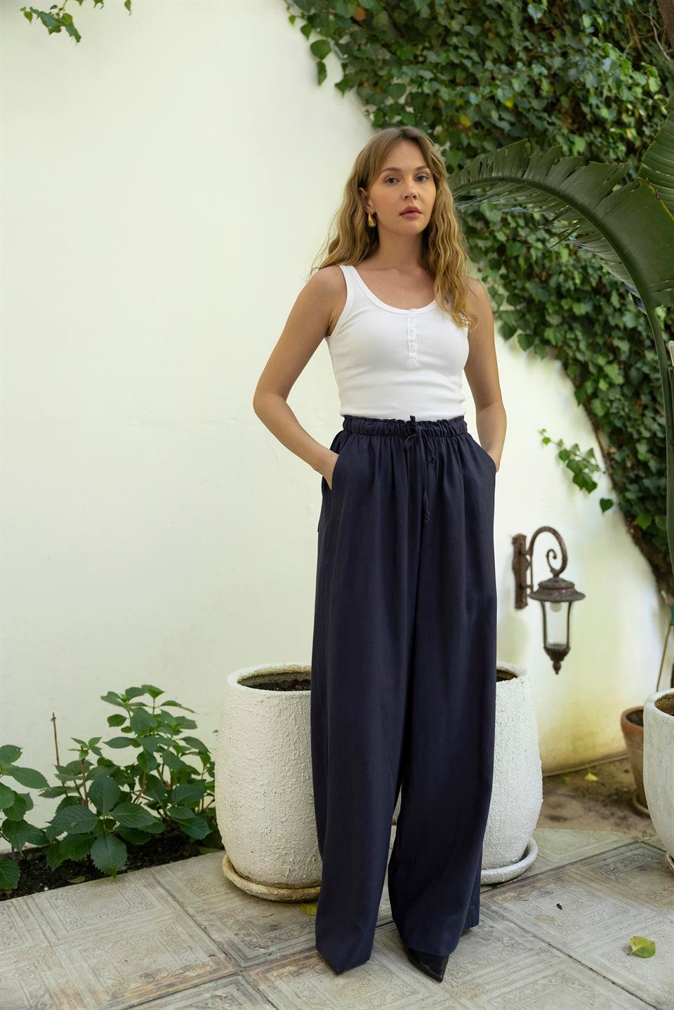 51017 KETEN PANTOLON LACİVERT