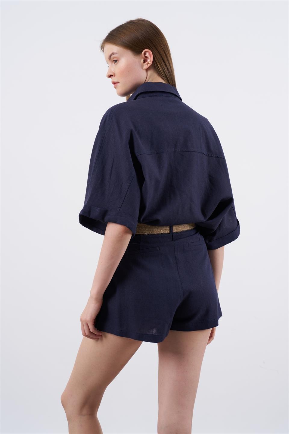 51036 GÖMLEK ŞORT TAKIM LACİVERT