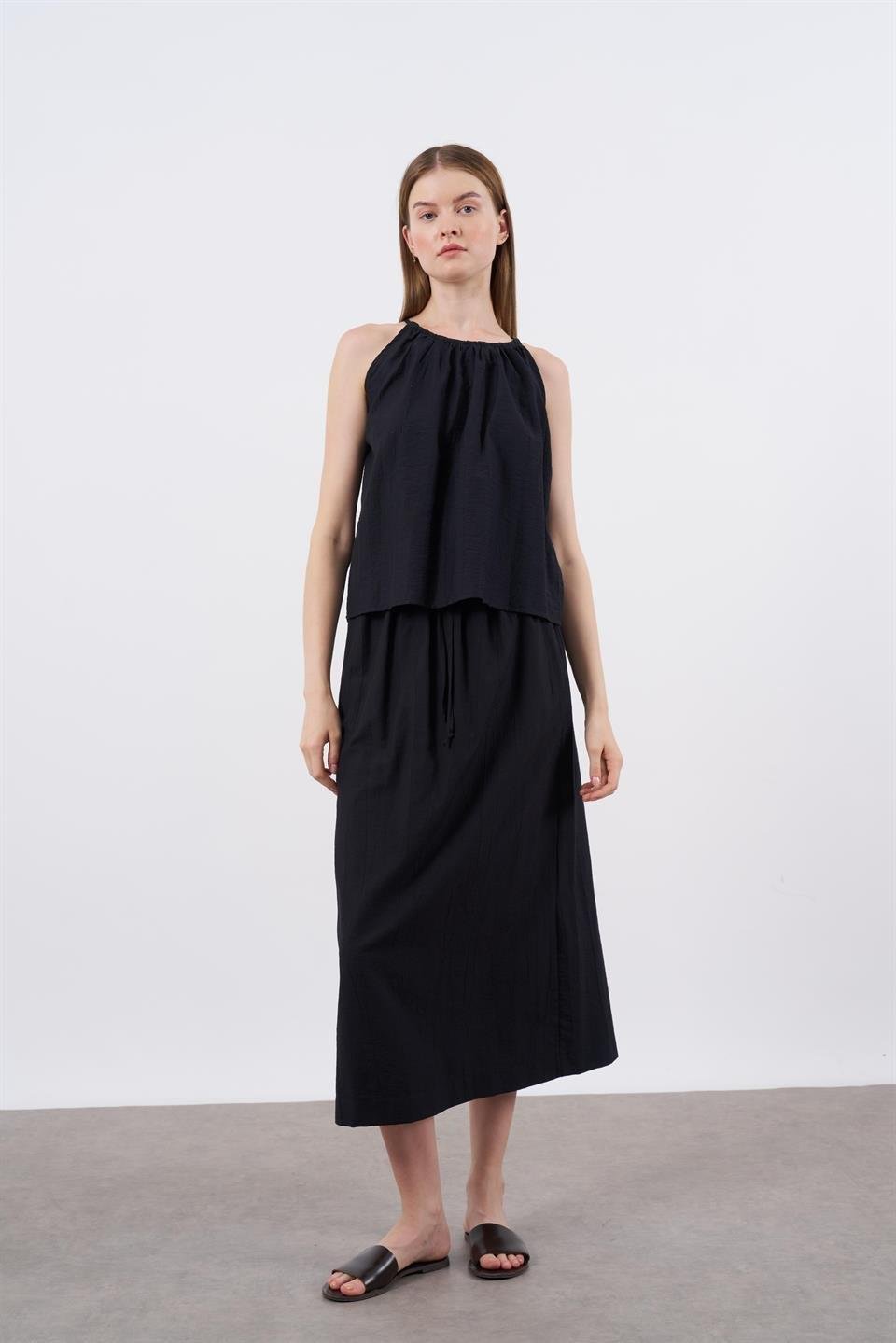 51055 ASKILI BLUZ ETEK TAKIM SİYAH