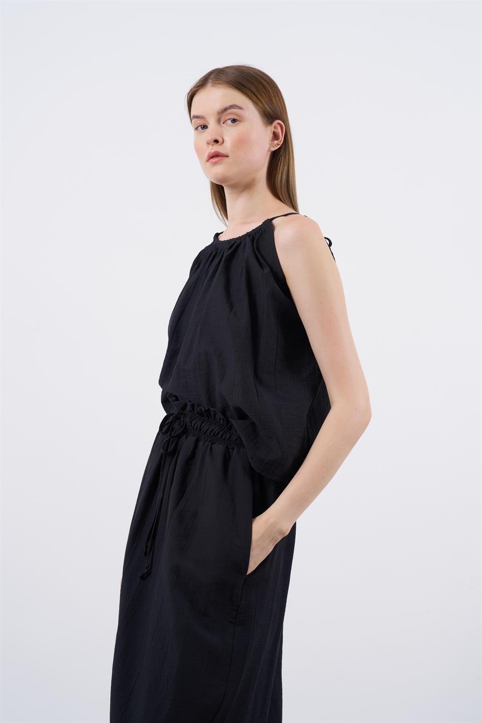 51055 ASKILI BLUZ ETEK TAKIM SİYAH