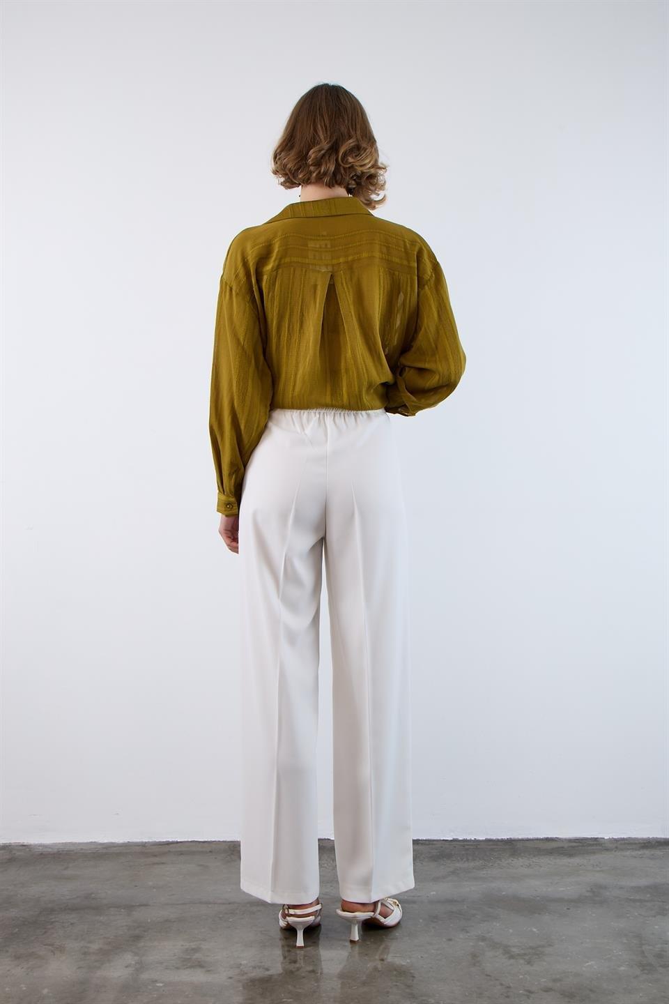 51078 PİLELİ PALAZZO PANTOLON BEYAZ