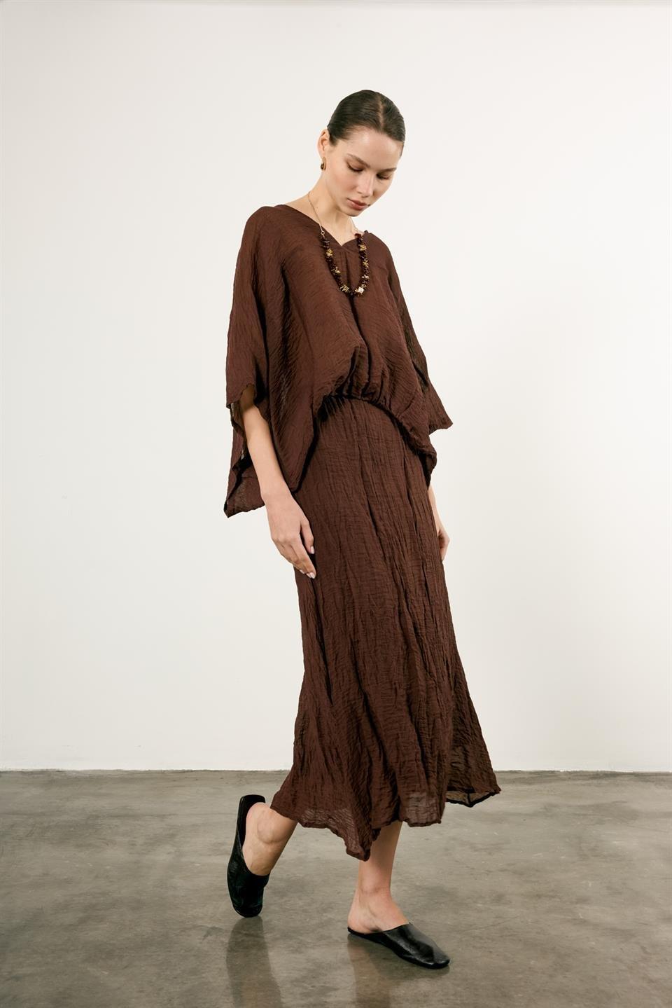 51134 BLUZ ETEK TAKIM KAHVE