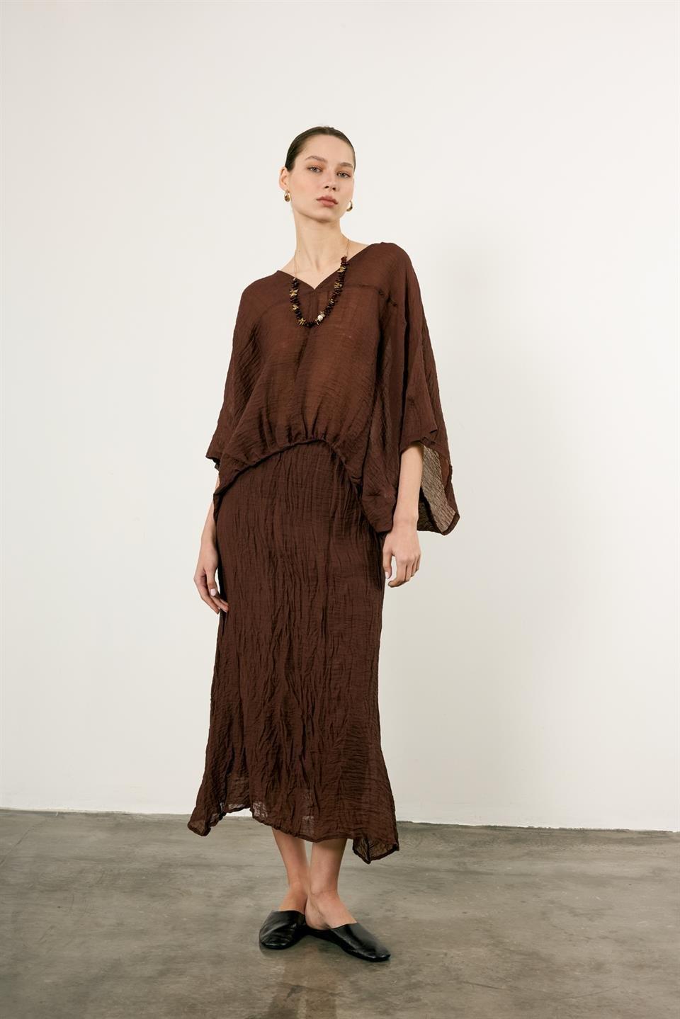 51134 BLUZ ETEK TAKIM KAHVE