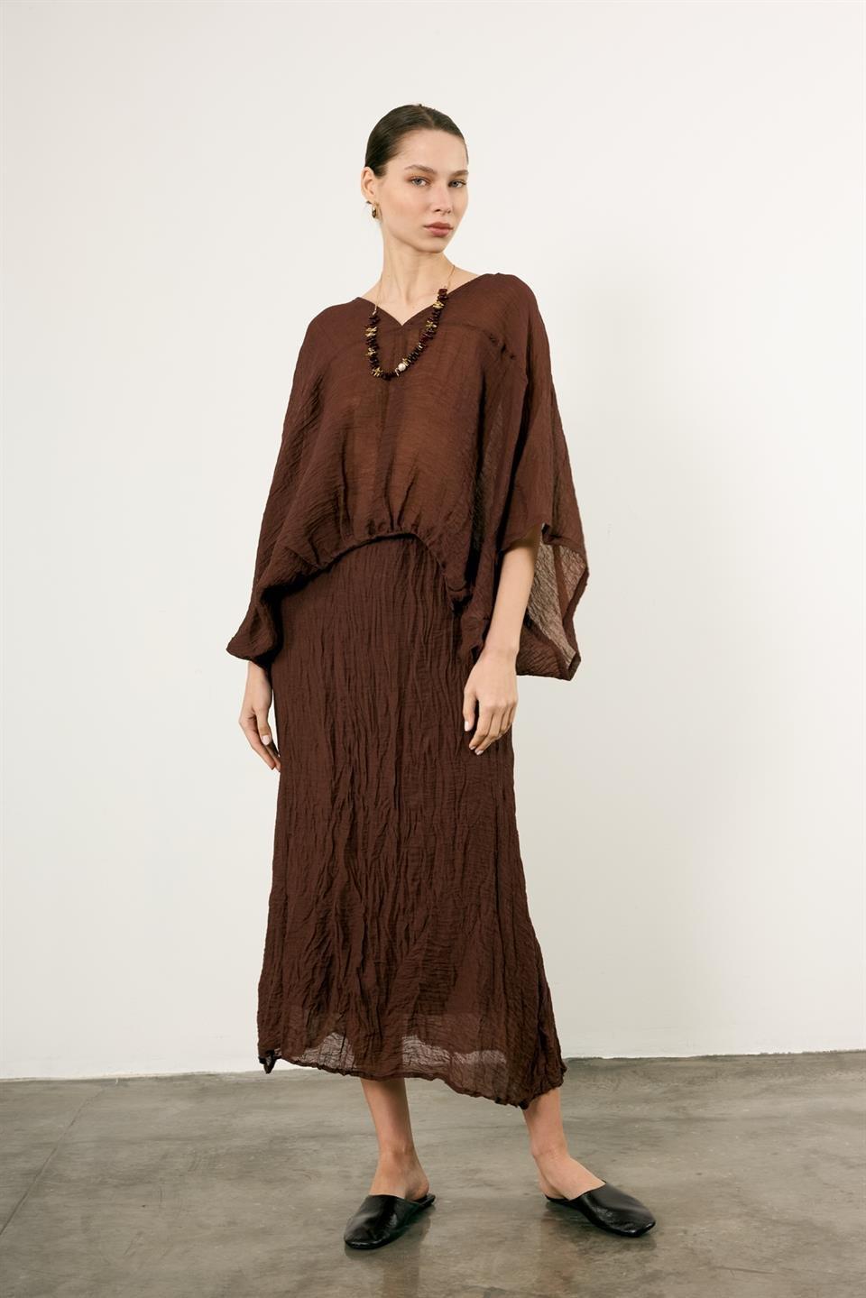 51134 BLUZ ETEK TAKIM KAHVE