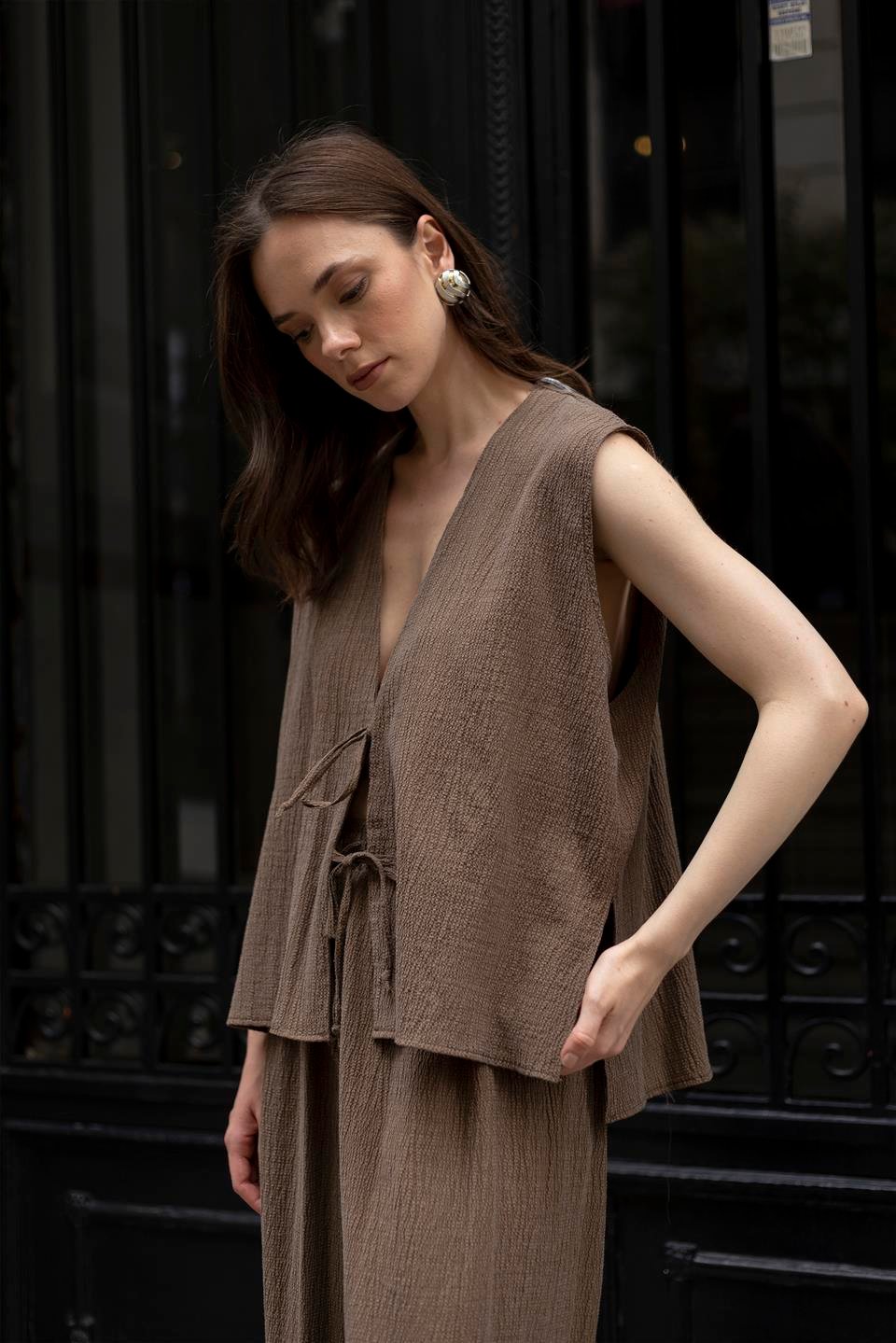 51155 YELEK PANTOLON TAKIM KAHVE