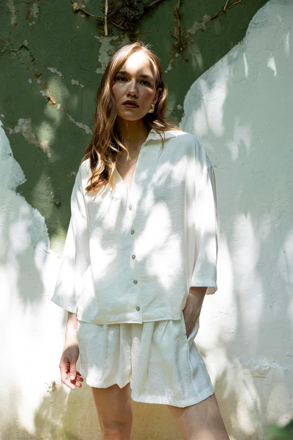 51161 GÖMLEK ŞORT TAKIM BEYAZ