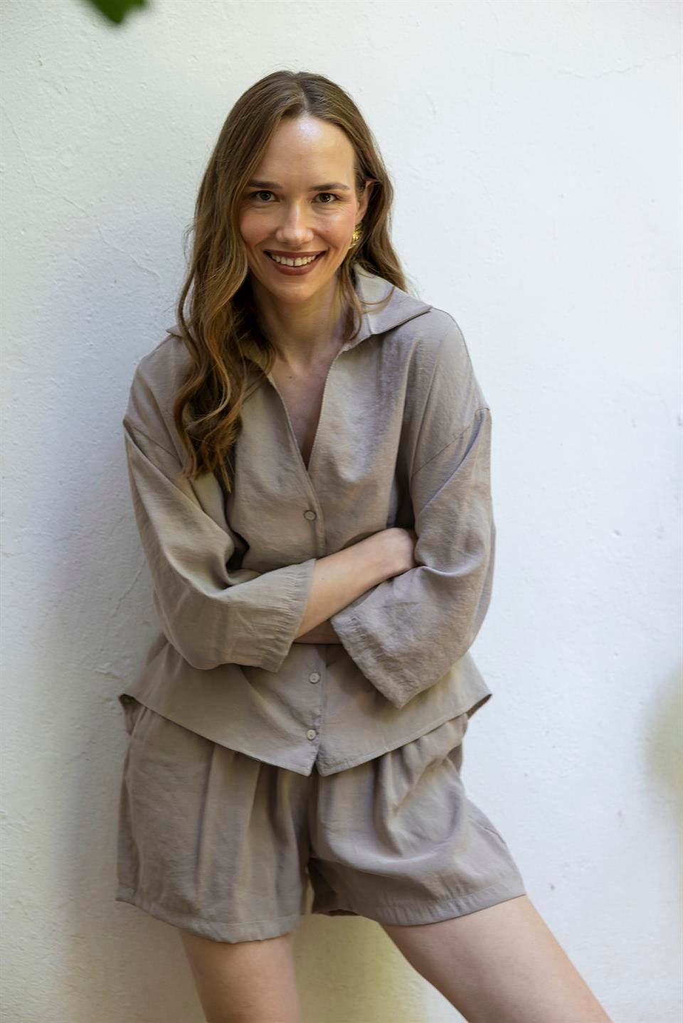 51161 GÖMLEK ŞORT TAKIM VİZON