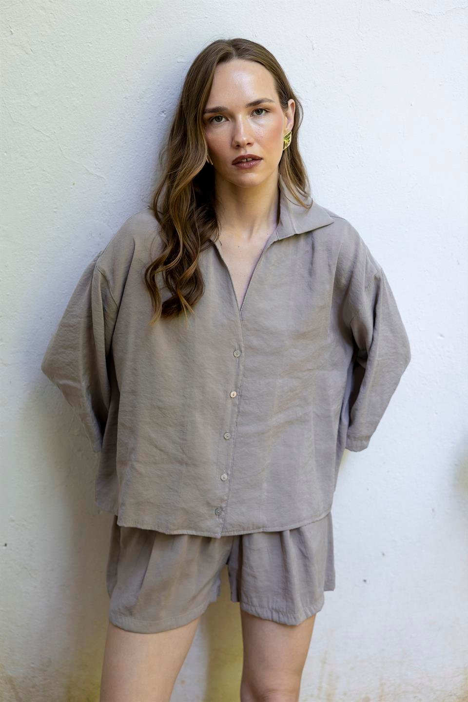 51161 GÖMLEK ŞORT TAKIM VİZON