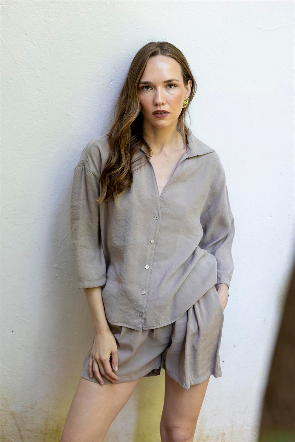 51161 GÖMLEK ŞORT TAKIM VİZON