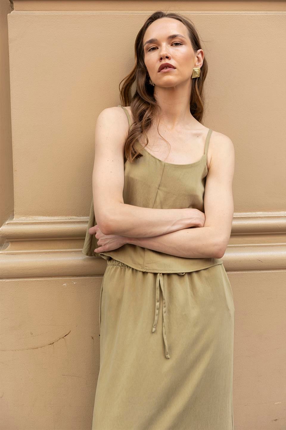 51165 ASKILI BLUZ ETEK TAKIM HAKİ