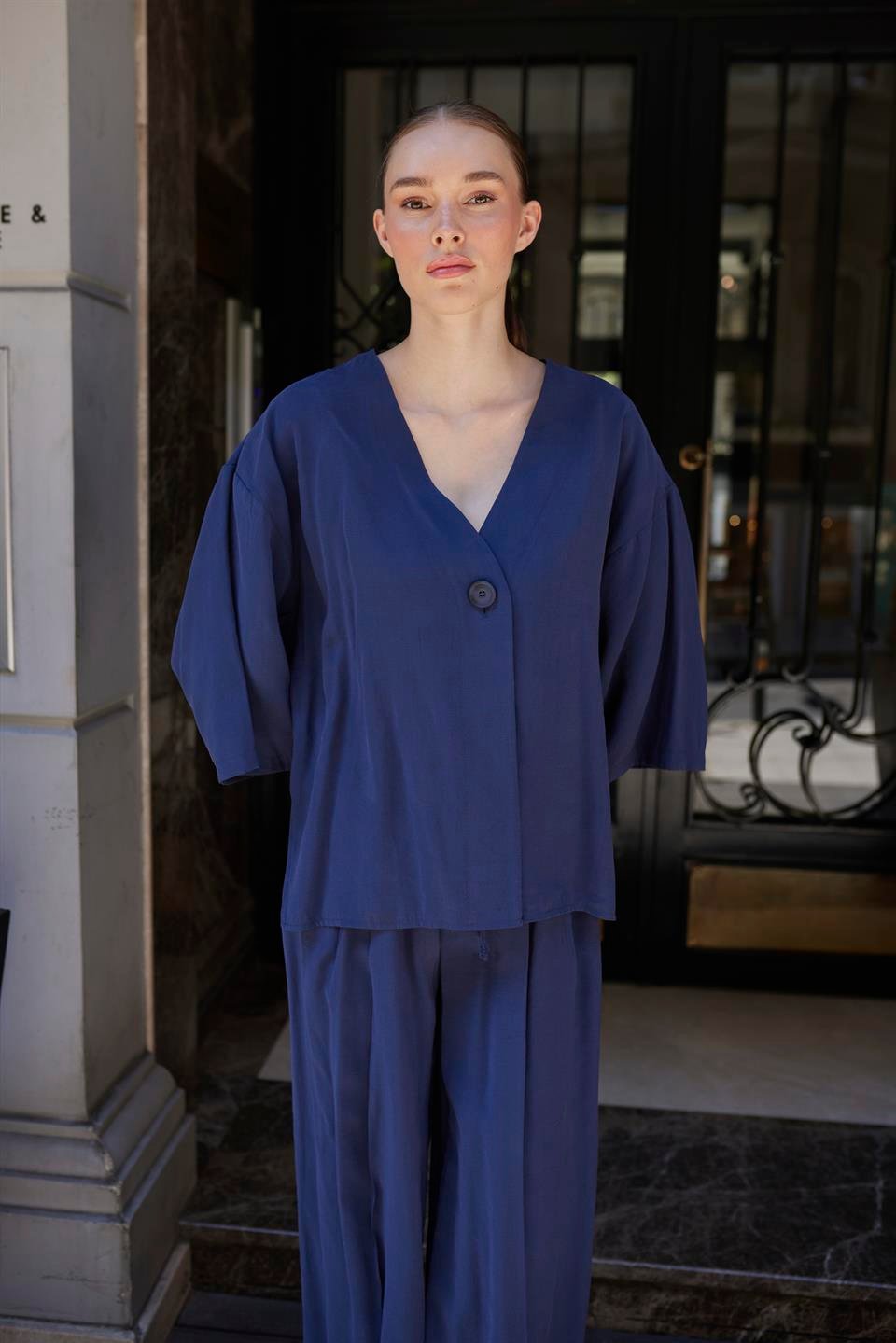 51173 BLUZ PANTOLON TAKIM LACİVERT