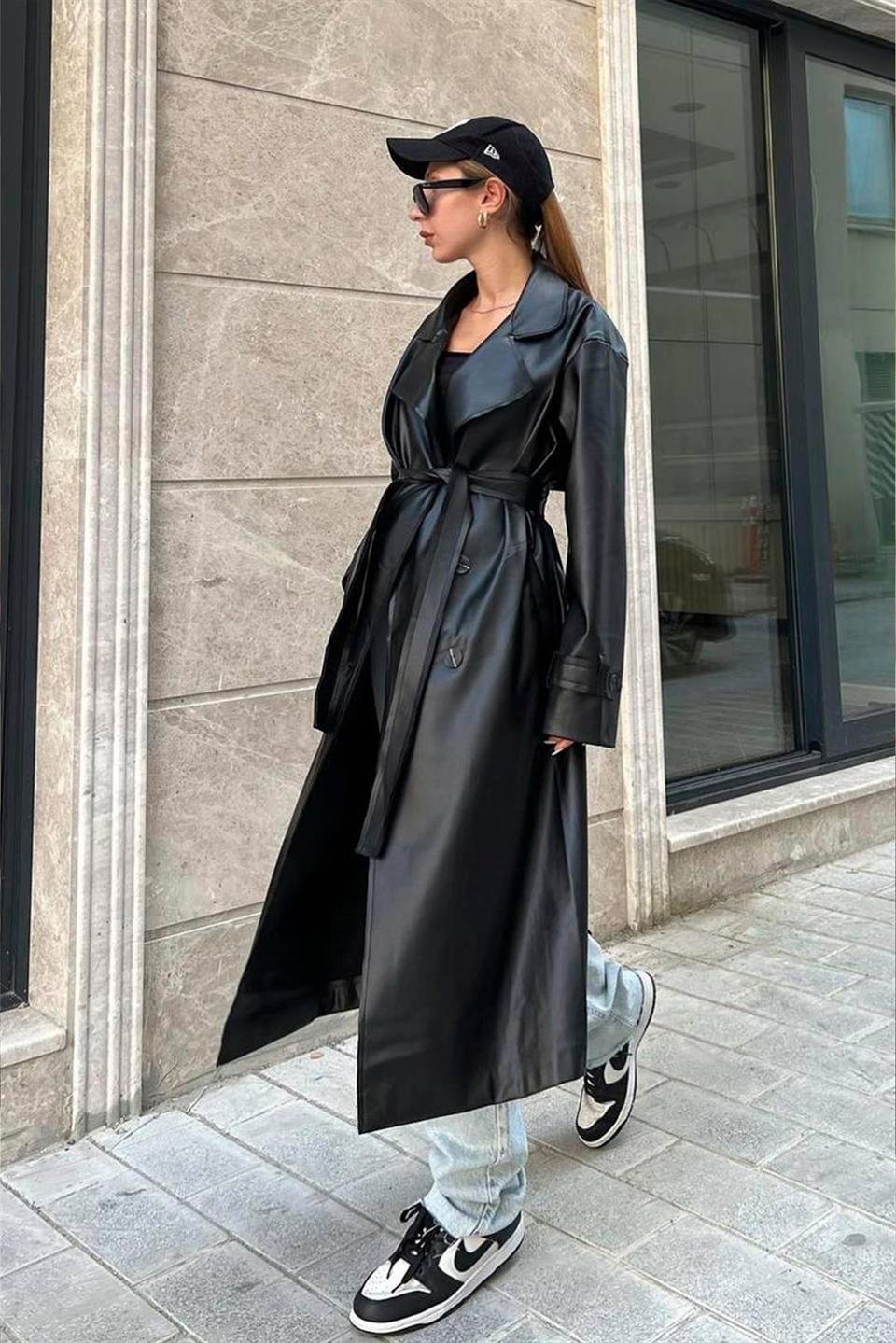 9332 DERİ TRENÇ KAHVE