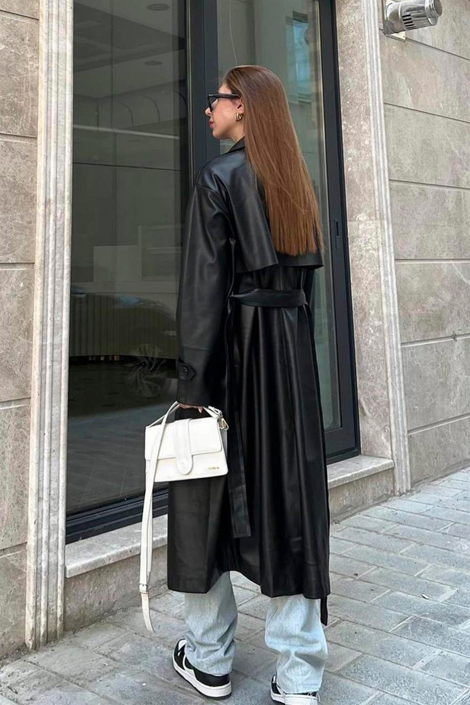 9332 DERİ TRENÇ KAHVE