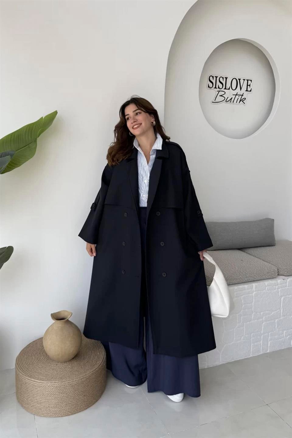 9476 POLİVİSKON TRENÇ LACİVERT