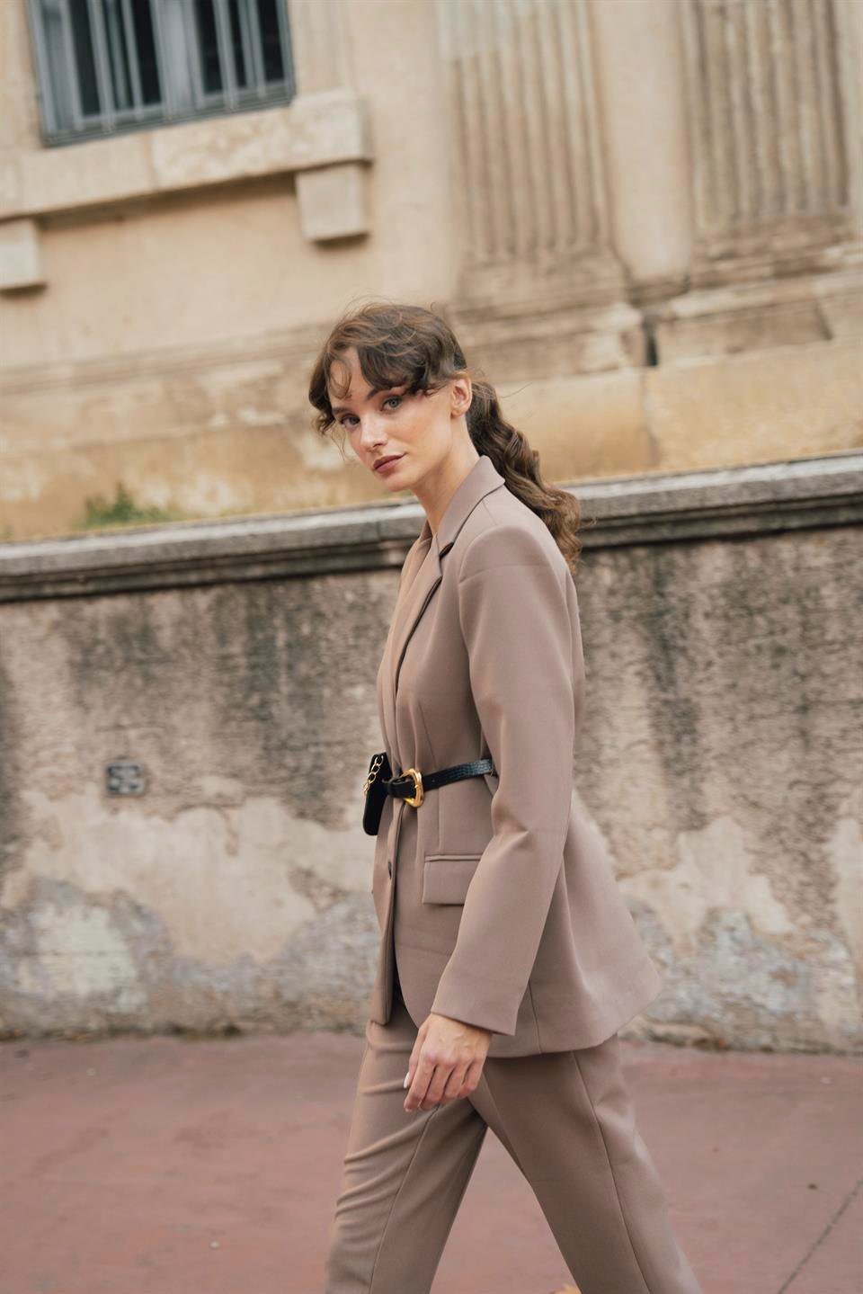 9593 KEMERLİ ATLAS CEKET AÇIK KAHVE