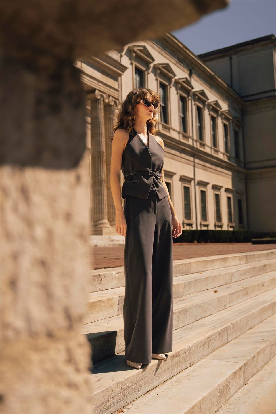 9600 YELEK PANTOLON TAKIM KOYU KAHVE