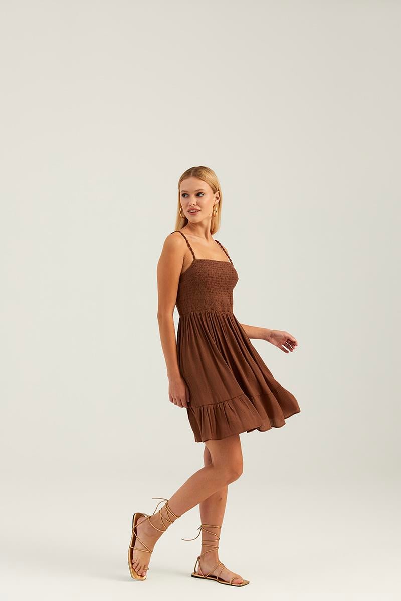 NAAR 61154 ELBİSE KAHVERENGİ