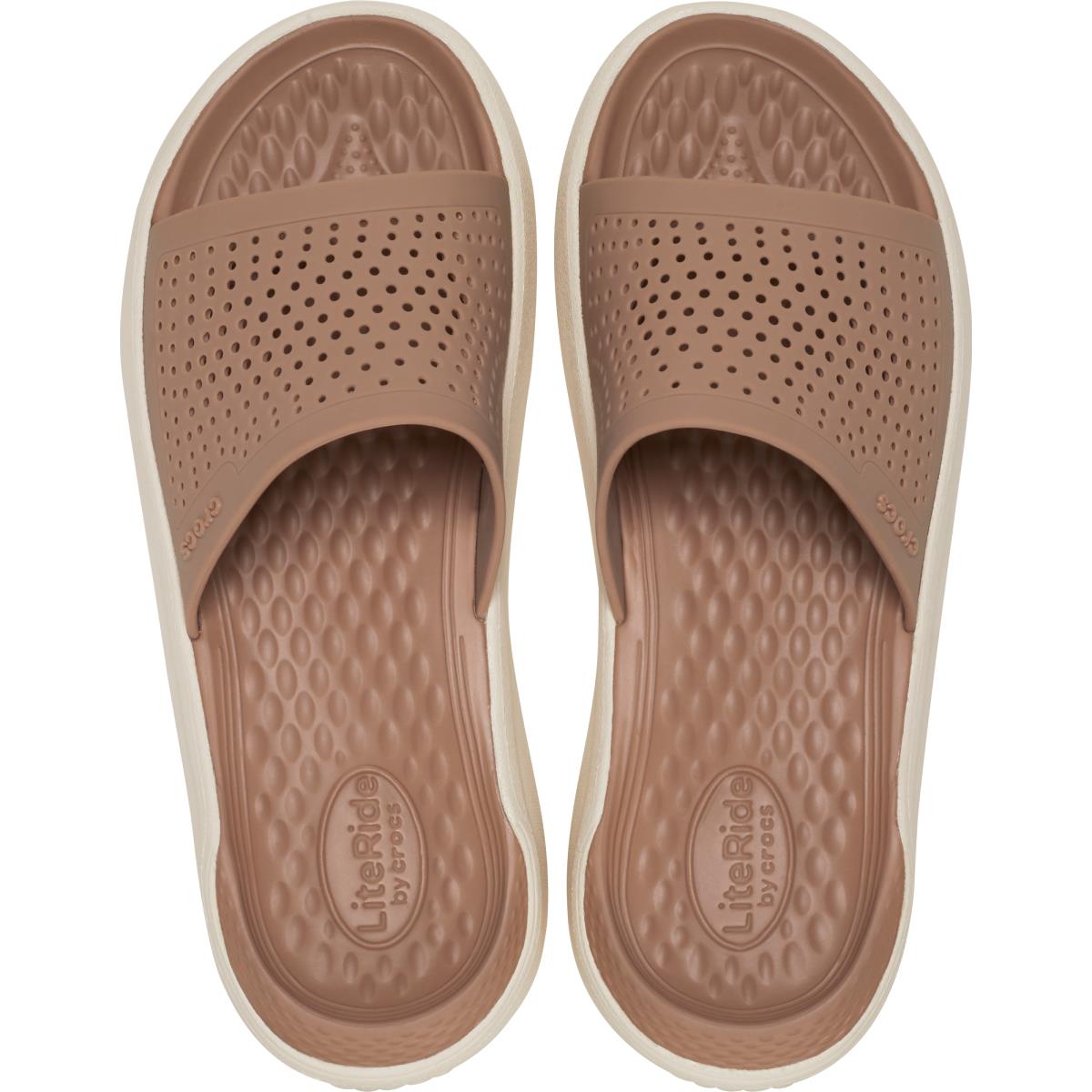 Crocs LiteRide Slide 205183-2J3 Erkek Latte Rengi Bantlı Terlik