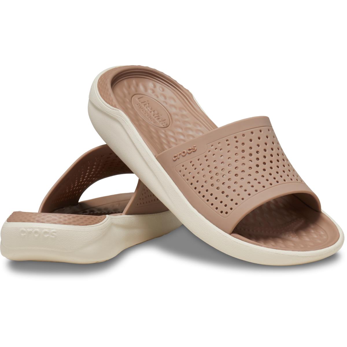 Crocs LiteRide Slide 205183-2J3 Erkek Latte Rengi Bantlı Terlik