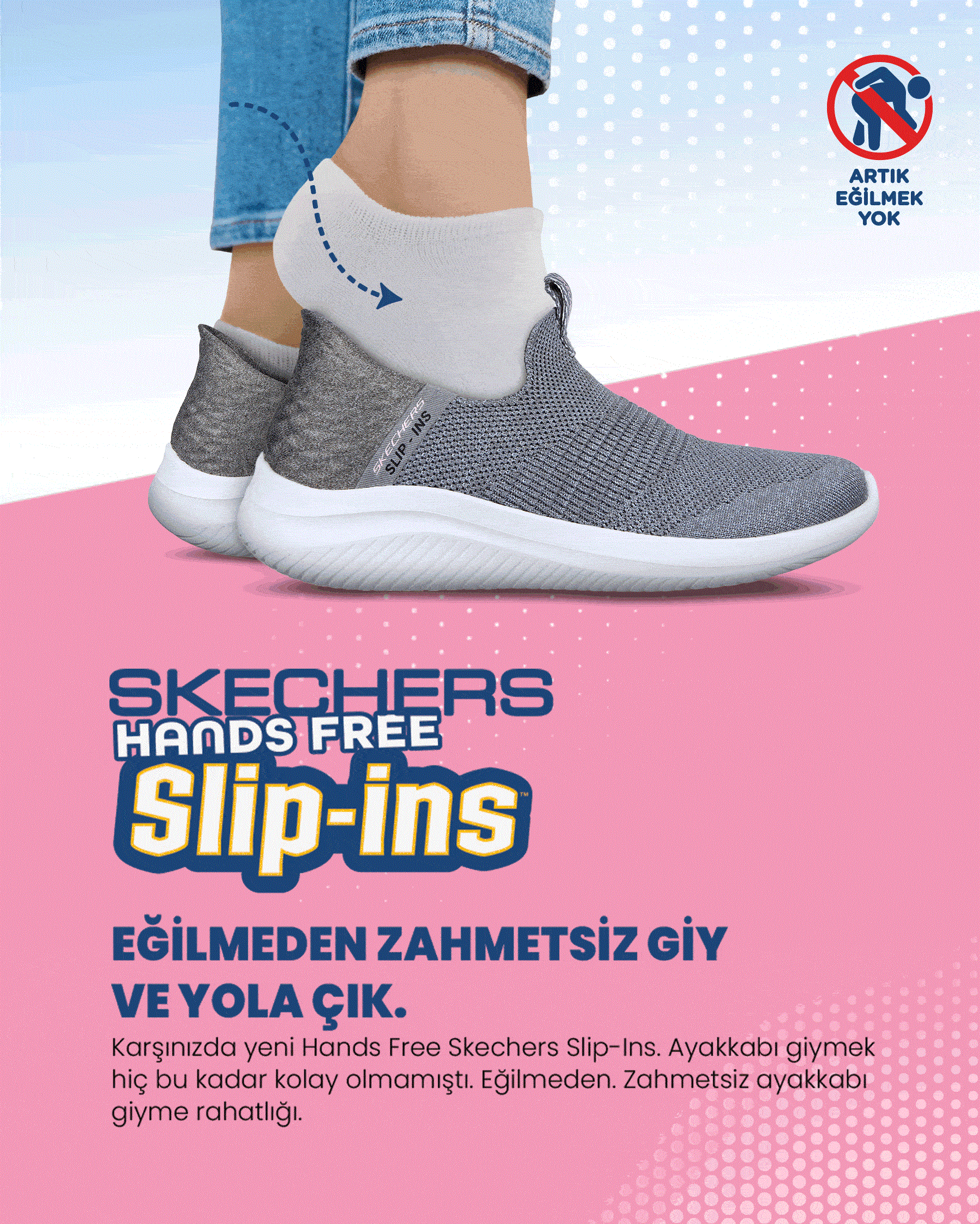 Go Walk Flex - Slip-ins 216491 DKGY Erkek Gri Yürüyüş Ayakkabısı