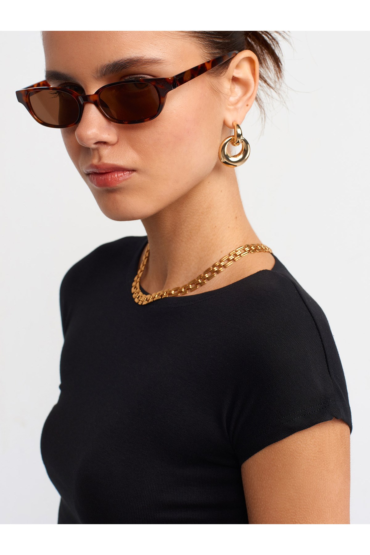 30528 Pamuk ve Modal  Karışımlı Crop Top-Siyah