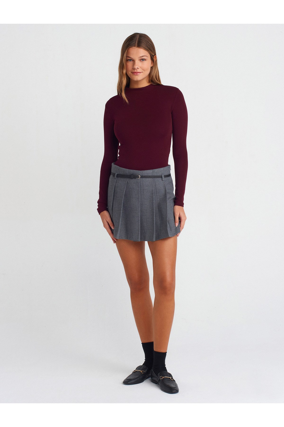 31433 Dik Yaka Top-Bordo