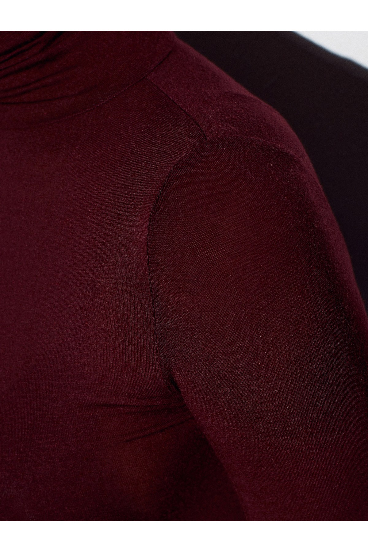 32277 Balıkçı Yaka Kaşmir Bluz-Bordo